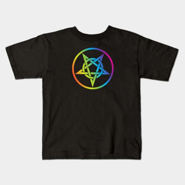 Rainbow Pentagram Kids T-Shirt by Wearable Designs